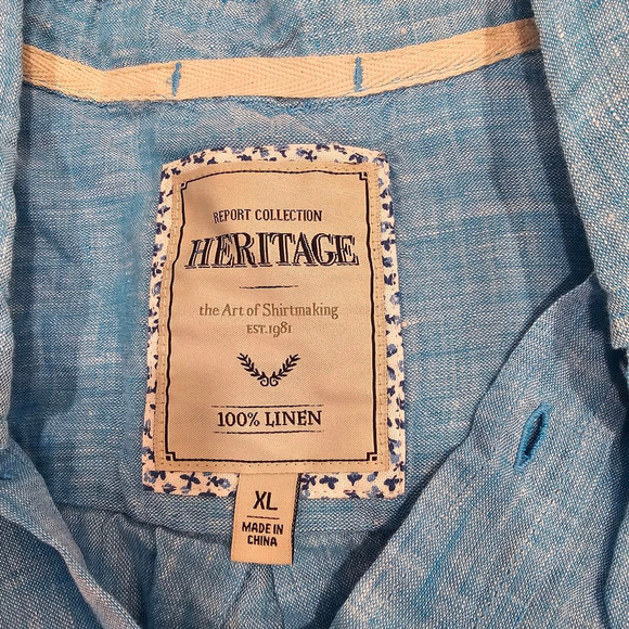 NWOT Heritage Report Collection Short Sleeve Linen Shirt Sz XL - Picture 2 of 8